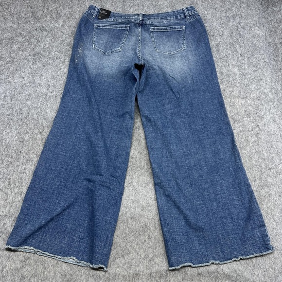 Lane Bryant Jeans Womens 20 Blue Mid Rise A Line Trouser Wide Leg Stretch Denim - Picture 2 of 12